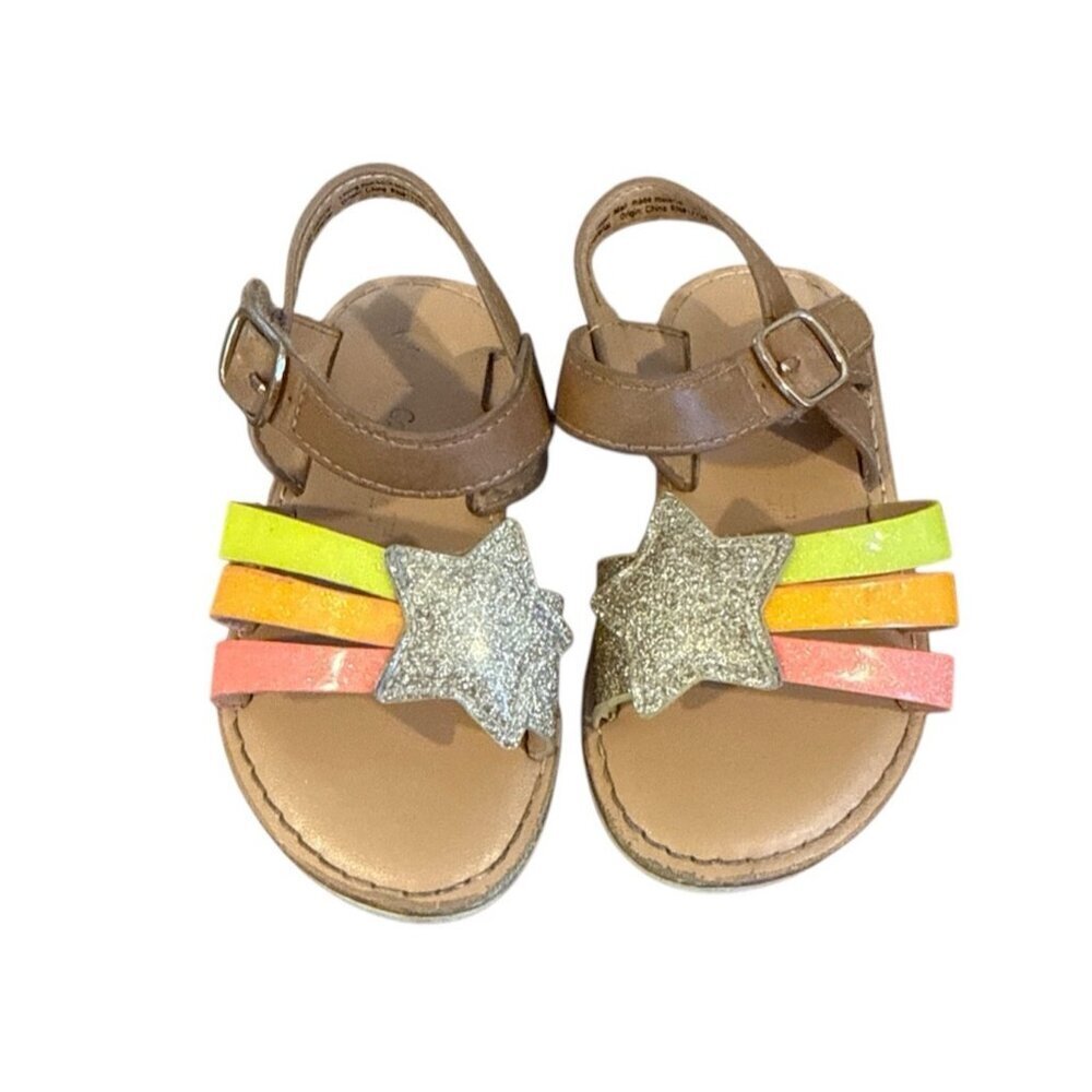 Cat & Jack Girls Toddler Size 5 Adjustable Strap Sandals Rainbow Star  Easter